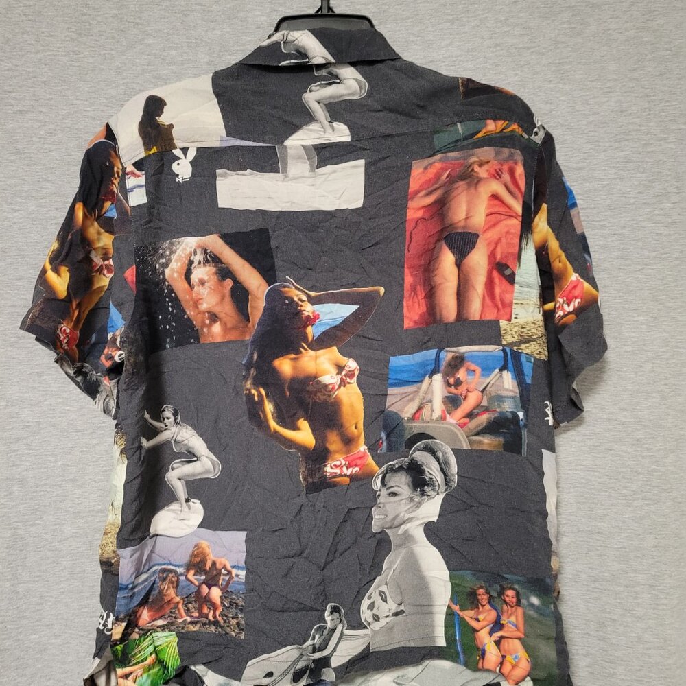 Men's Playboy Surf Club x PACSUN Pinup Girl Graphic Button Down Shirt size Small - Picture 2 of 11